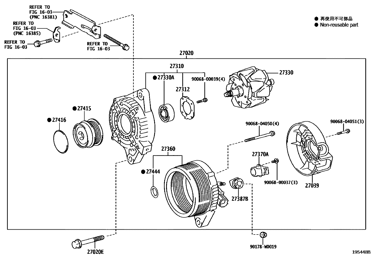 Toyota COROLLA Alternator EPC diagram — 195448B