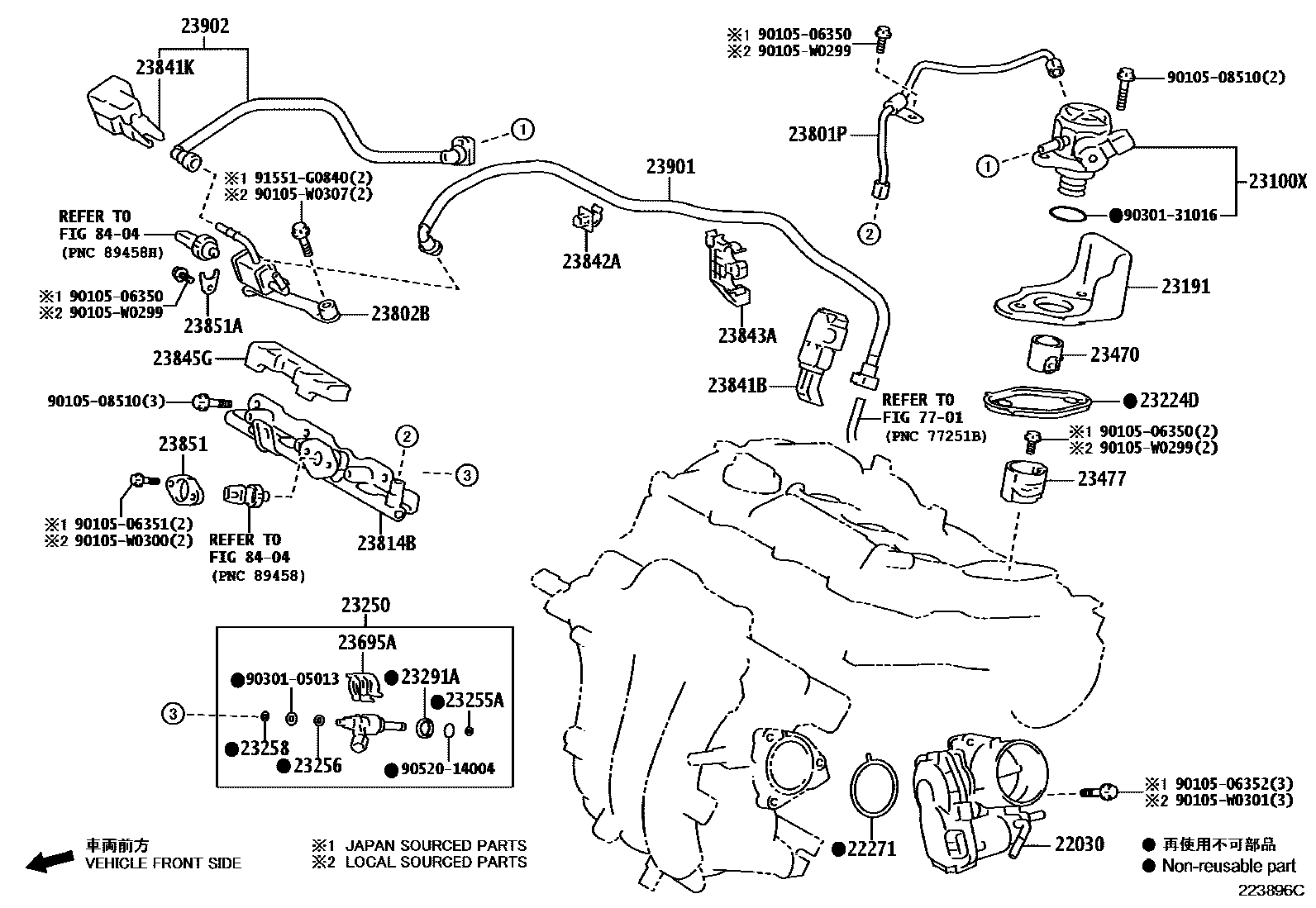 Toyota COROLLA 燃油喷射系统 EPC diagram — 223896C