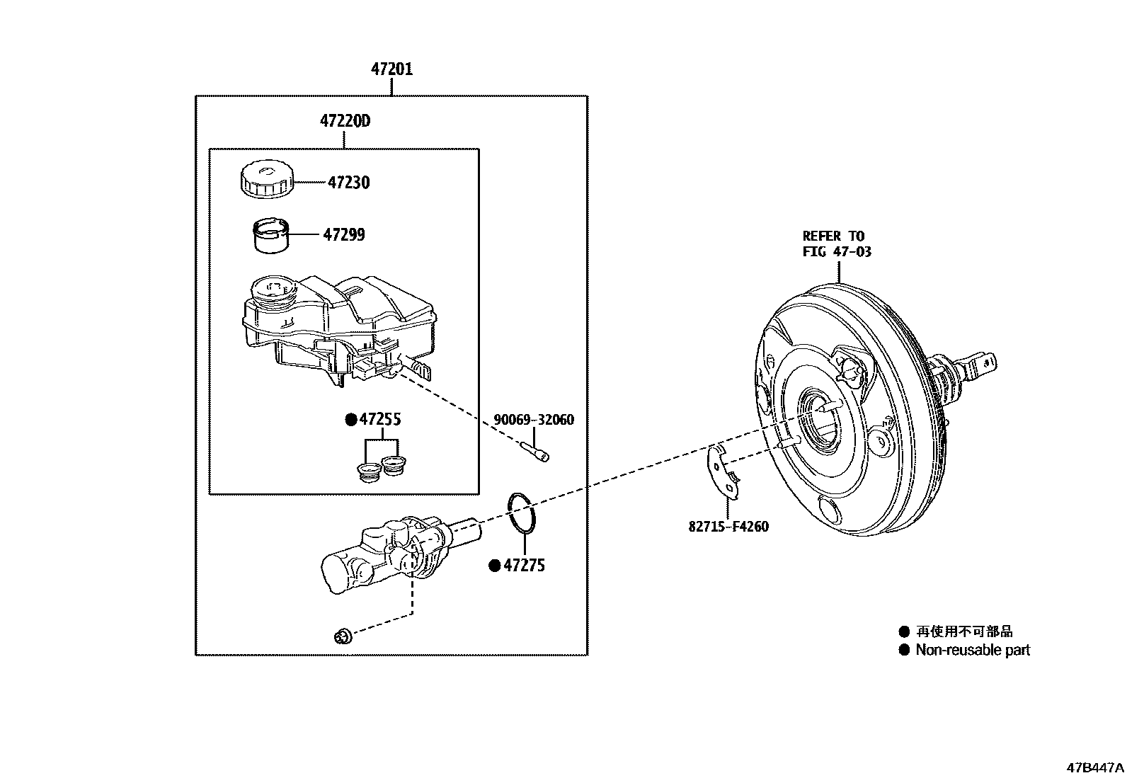 Toyota COROLLA 制动总泵 EPC diagram — 47B447A