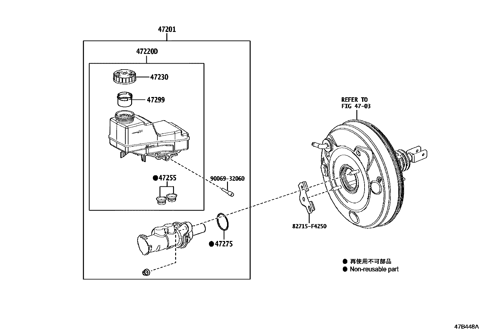 Toyota COROLLA 制动总泵 EPC diagram — 47B448A