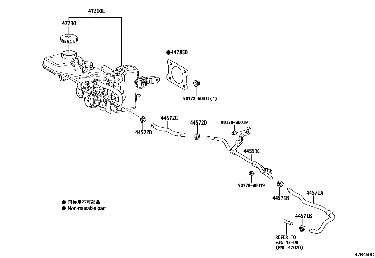 Toyota COROLLA 制动总泵 EPC diagram — 47B450C