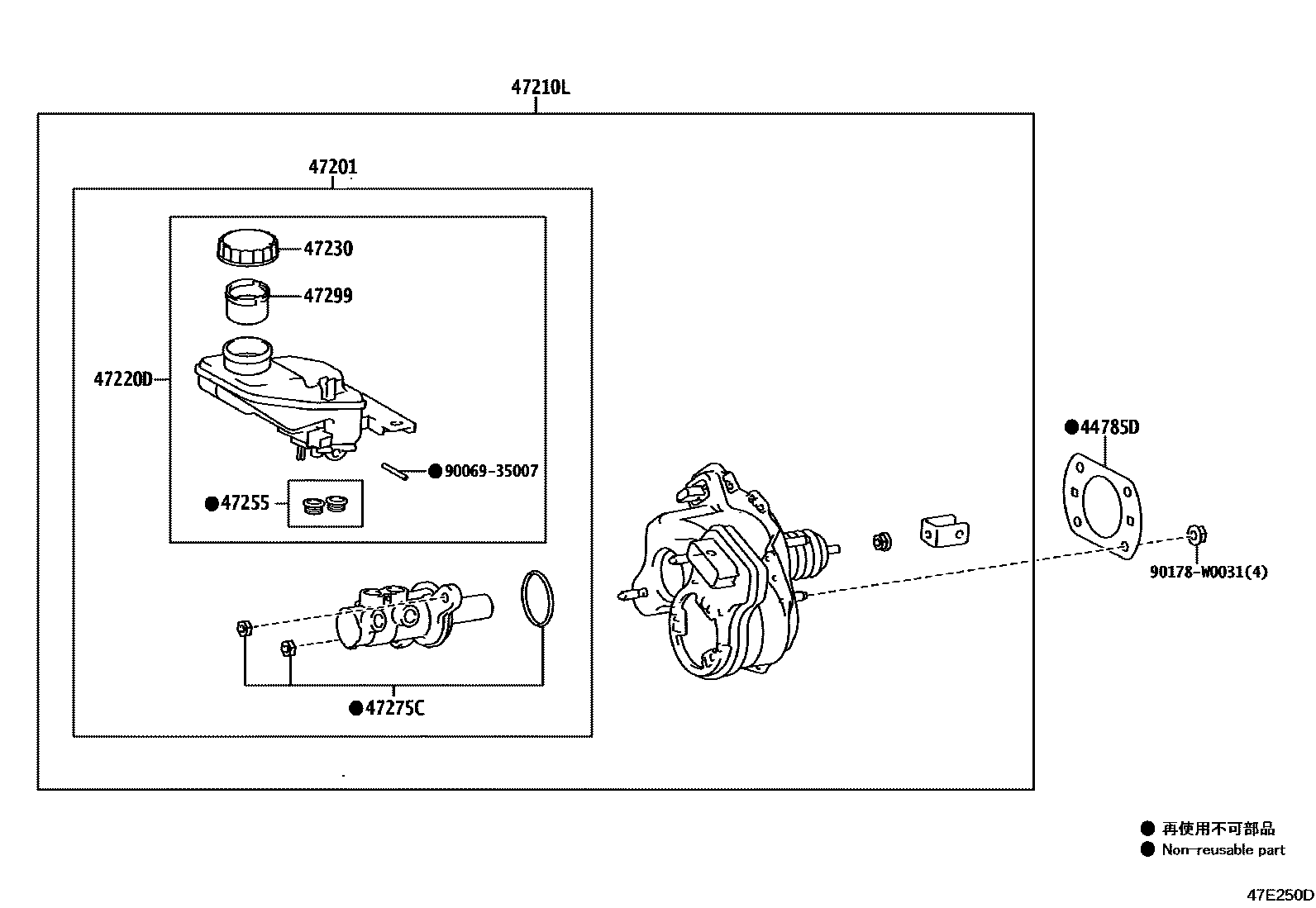 Toyota COROLLA 制动总泵 EPC diagram — 47E250D