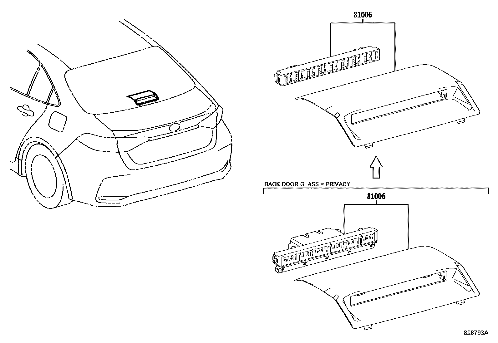 Toyota COROLLA 高位刹车灯 EPC diagram — 818793A
