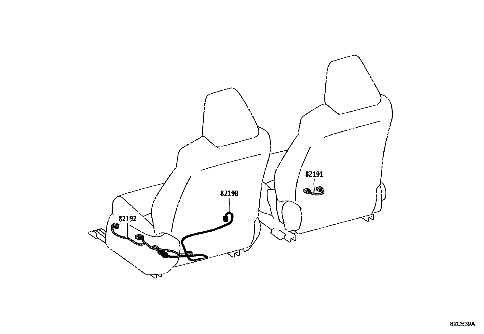 Toyota COROLLA 线束和卡夹 EPC diagram — 82C539A