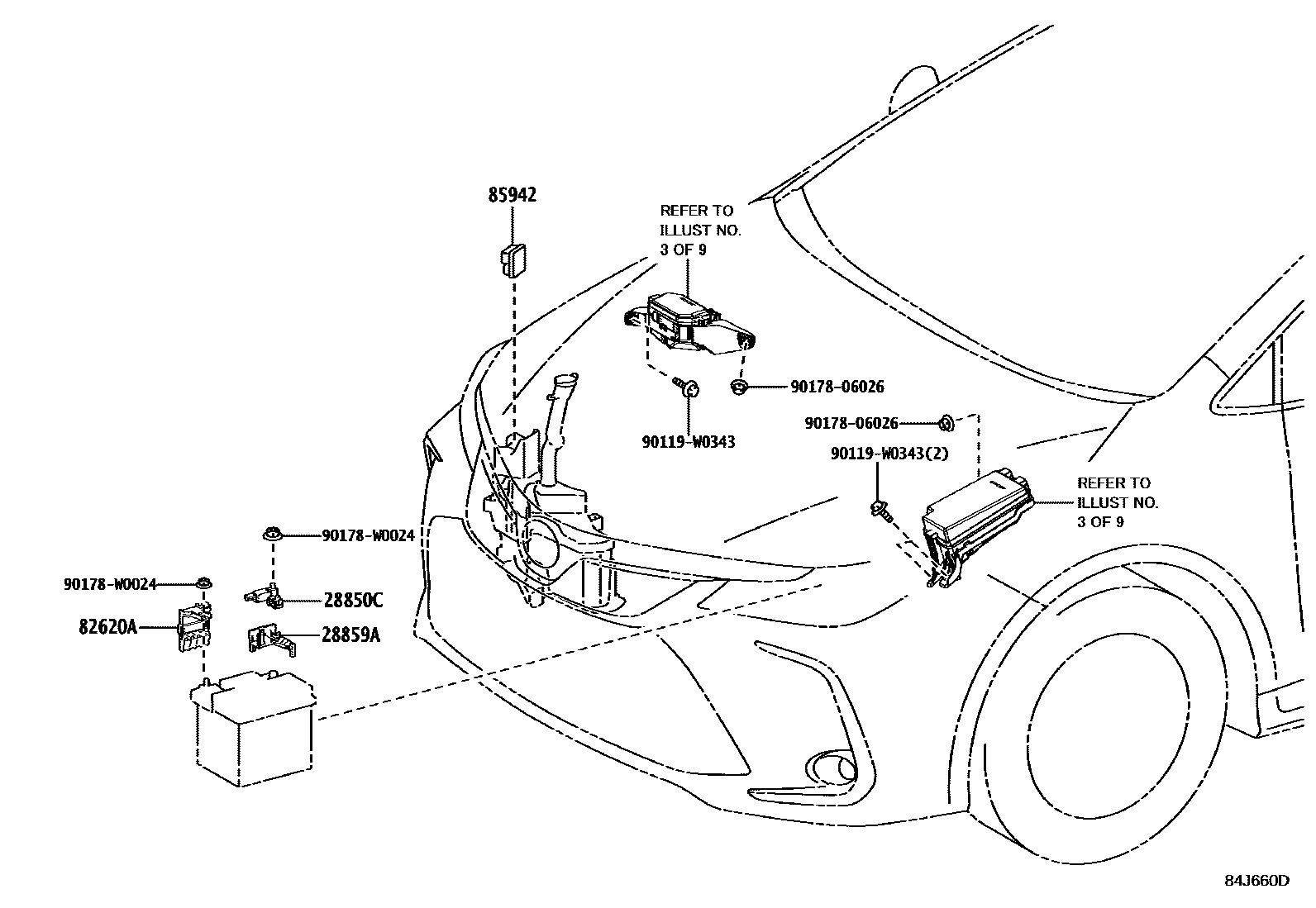Toyota COROLLA 开关和继电器和ECU EPC diagram — 84J660D