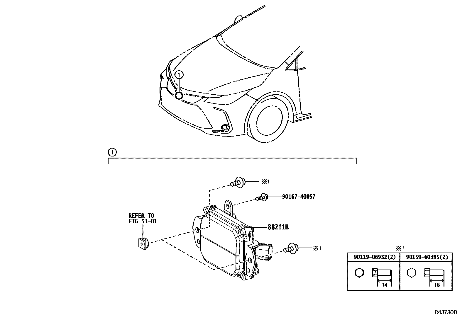 Toyota COROLLA 巡航控制(自动行驶) EPC diagram — 84J730B