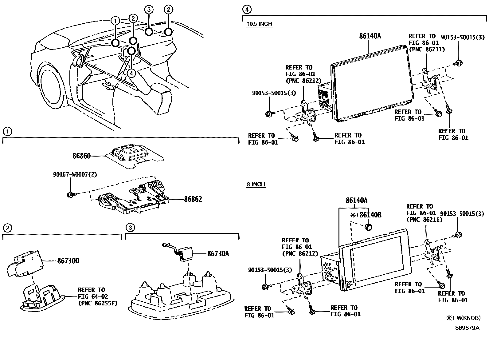 Toyota COROLLA 导航和前监视器显示屏 EPC diagram — 869879A