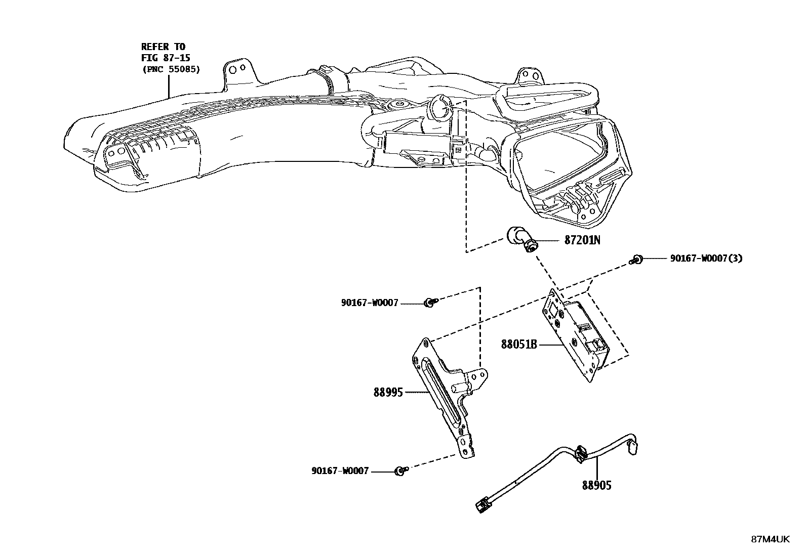 Toyota COROLLA 空气净化器或离子发生器 EPC diagram — 87M4UK