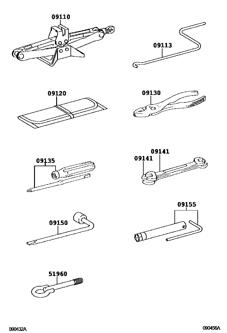 Toyota COROLLA Standard Tools EPC diagram — 090456A