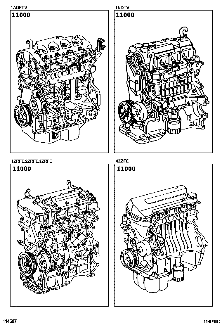 Toyota COROLLA Partial Engine Assembly EPC diagram — 114990C