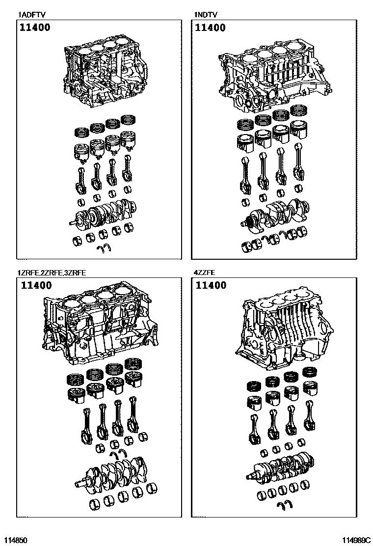 Toyota COROLLA Short Block Assembly EPC diagram — 114989C
