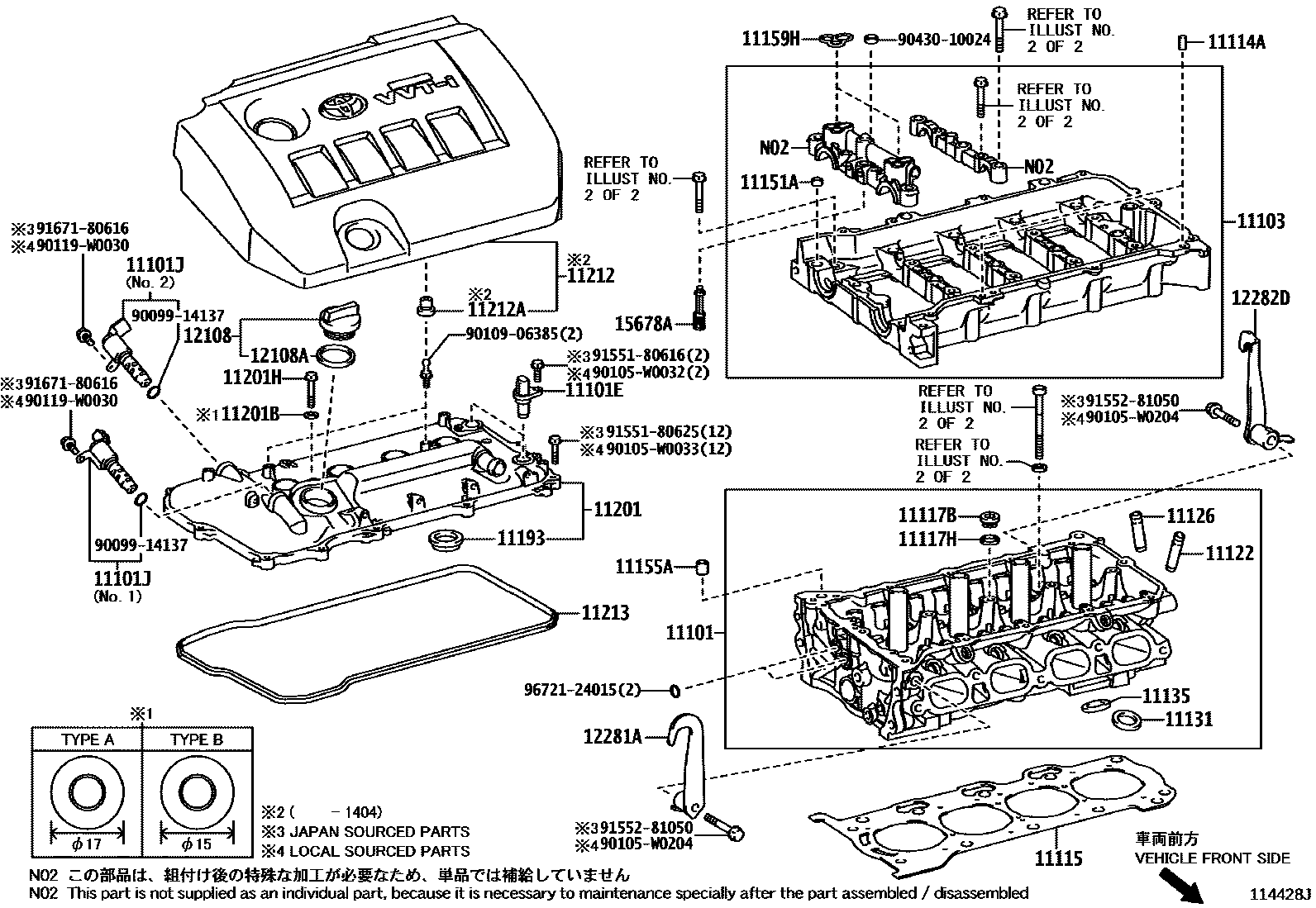 Toyota COROLLA Cylinder Head EPC diagram — 114428J