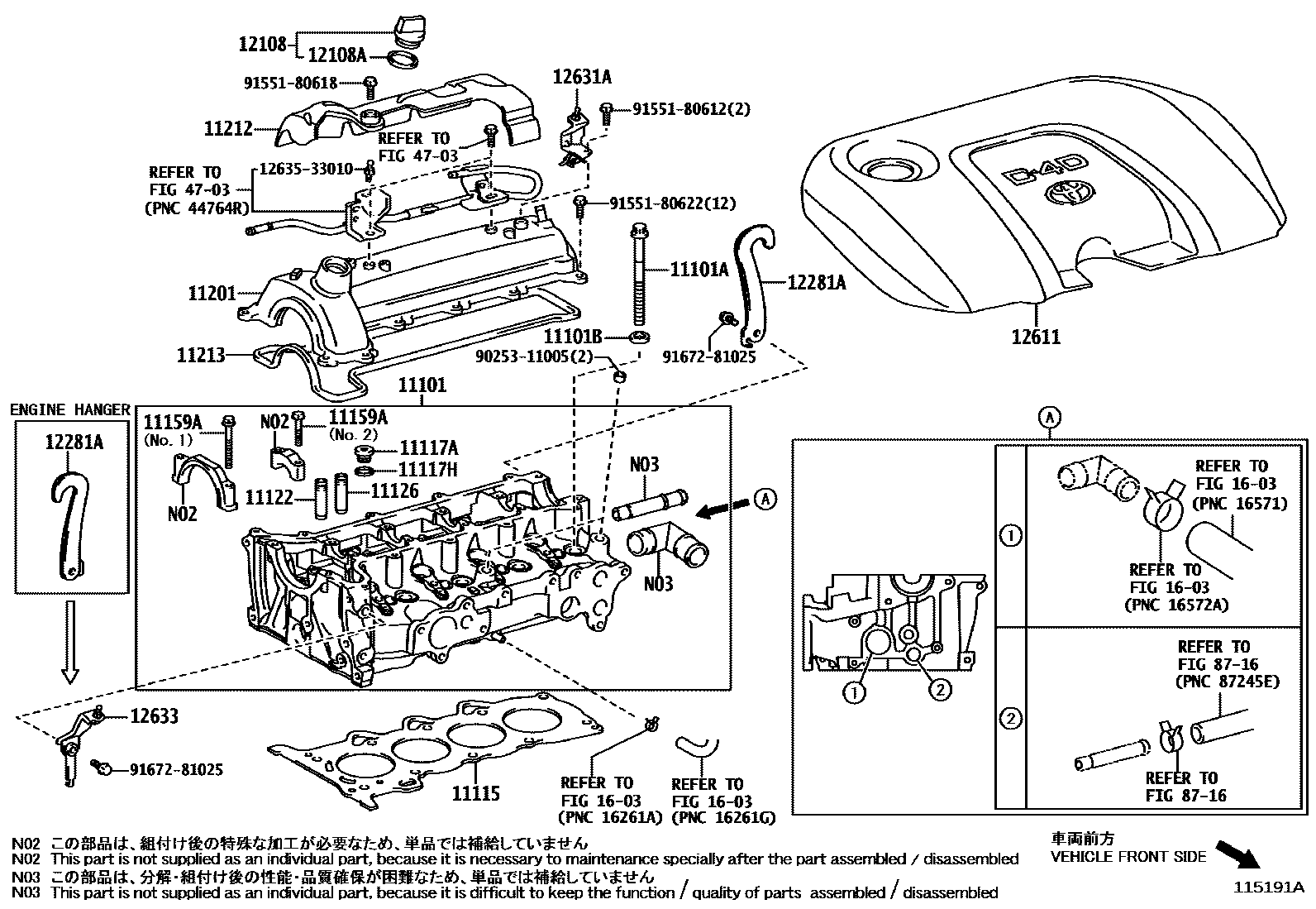 Toyota COROLLA Cylinder Head EPC diagram — 115191A