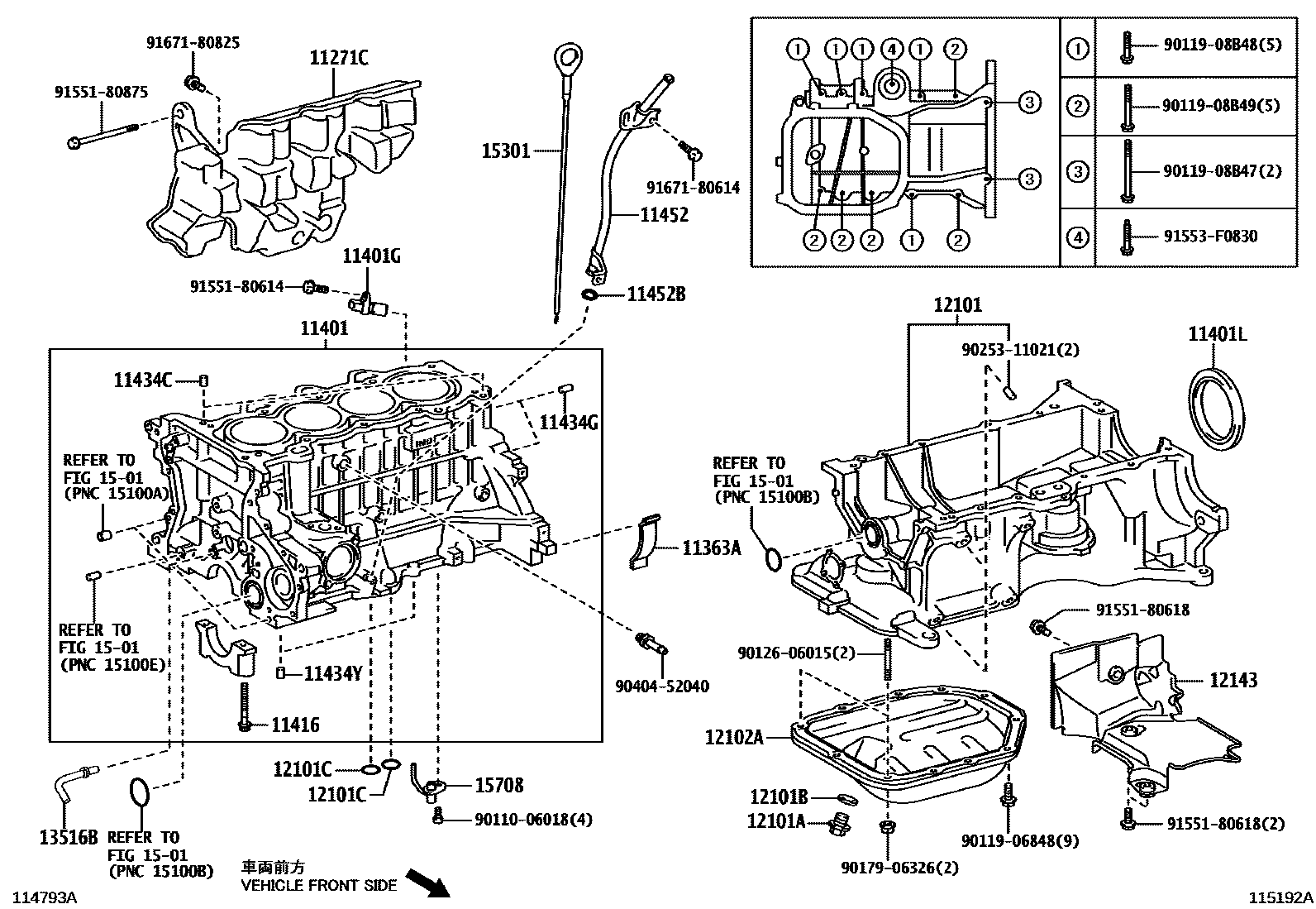 Toyota COROLLA Cylinder Block EPC diagram — 115192A