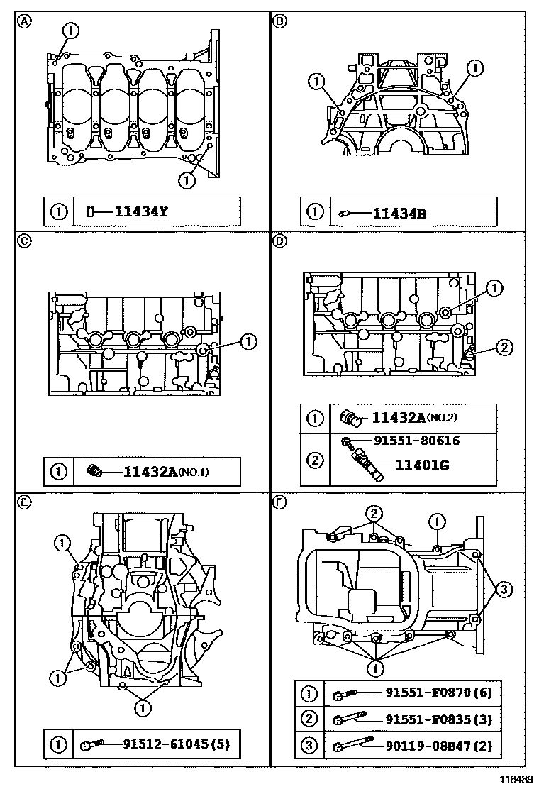 Toyota COROLLA Cylinder Block EPC diagram — 116489