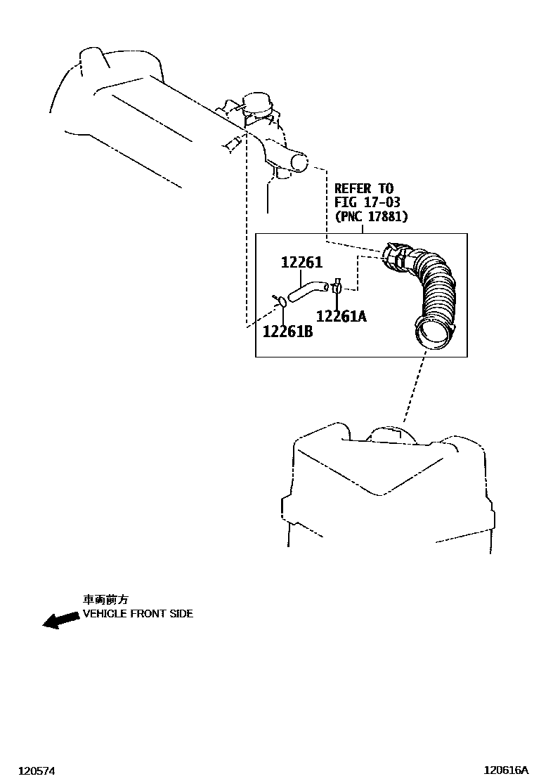 Toyota COROLLA Ventilation Hose EPC diagram — 120616A