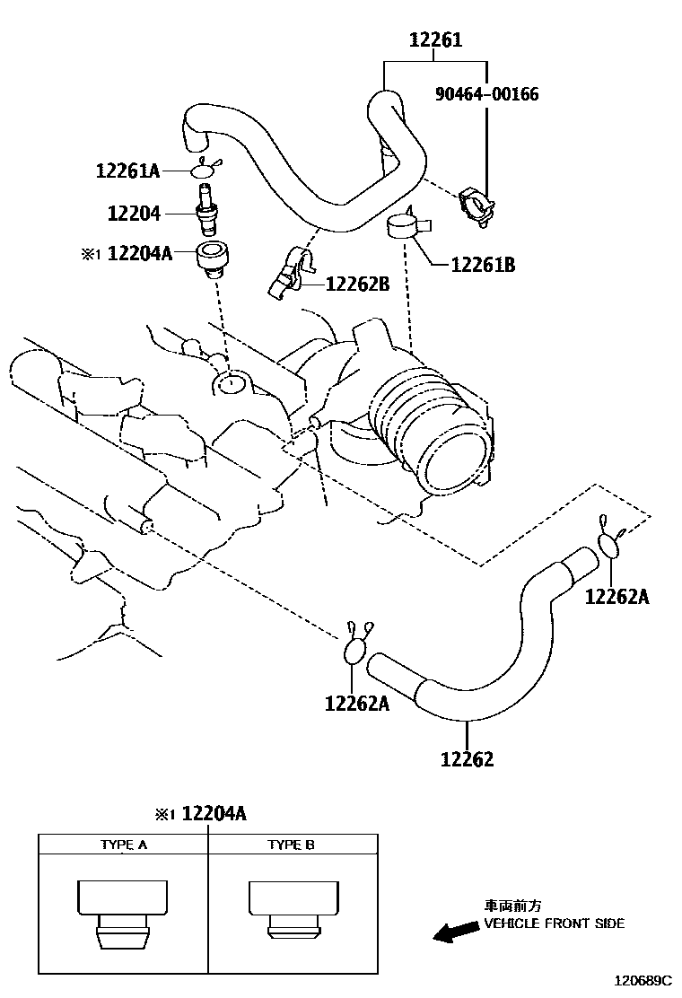 Toyota COROLLA Ventilation Hose EPC diagram — 120689C