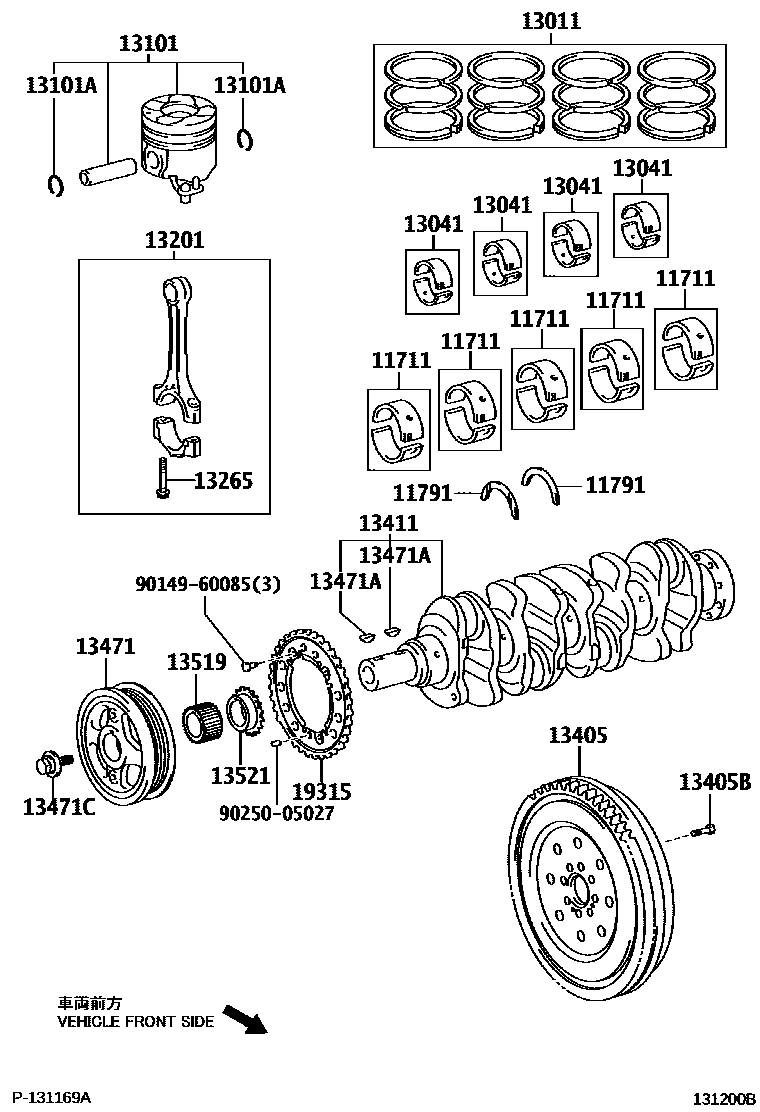 Toyota COROLLA Crankshaft & Piston EPC diagram — 131200B