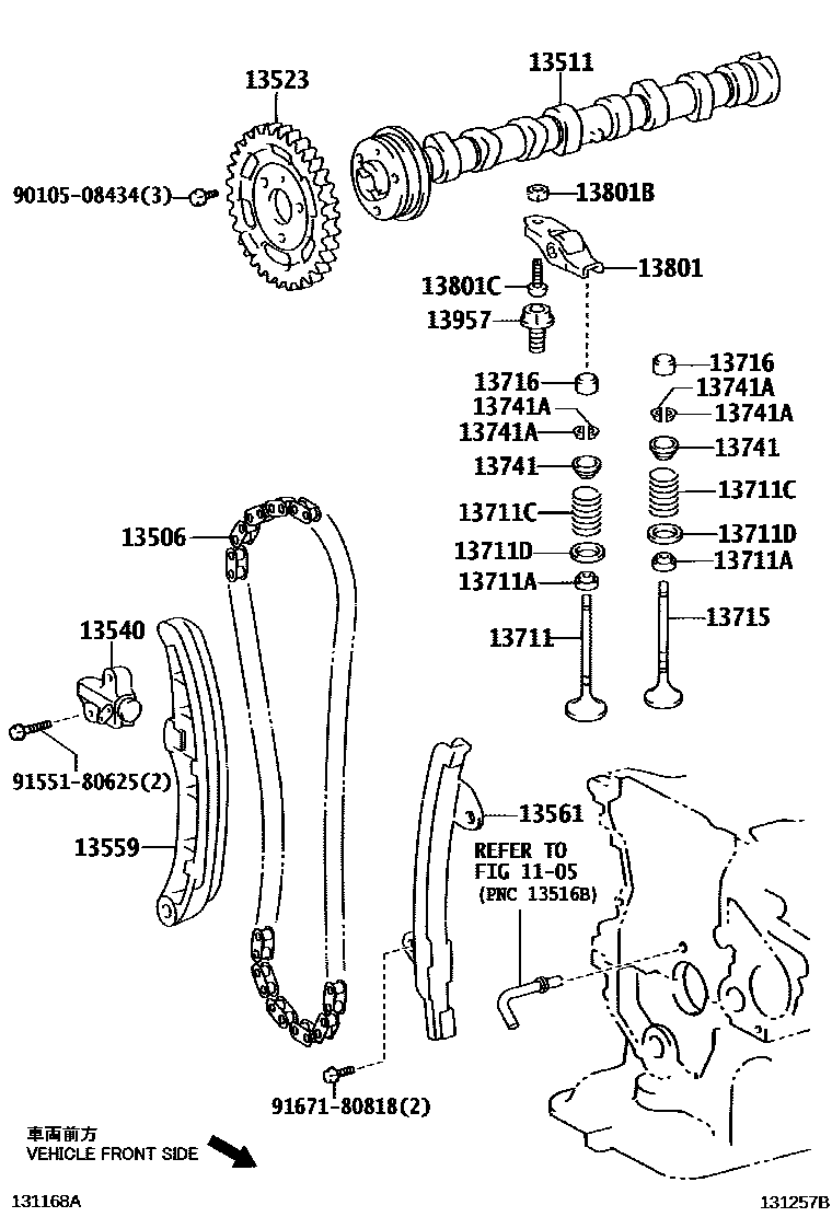 Toyota COROLLA Camshaft & Valve EPC diagram — 131257B
