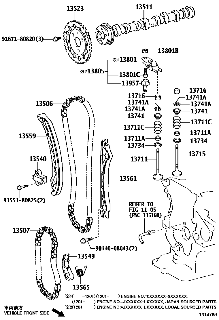 Toyota COROLLA Camshaft & Valve EPC diagram — 131476B
