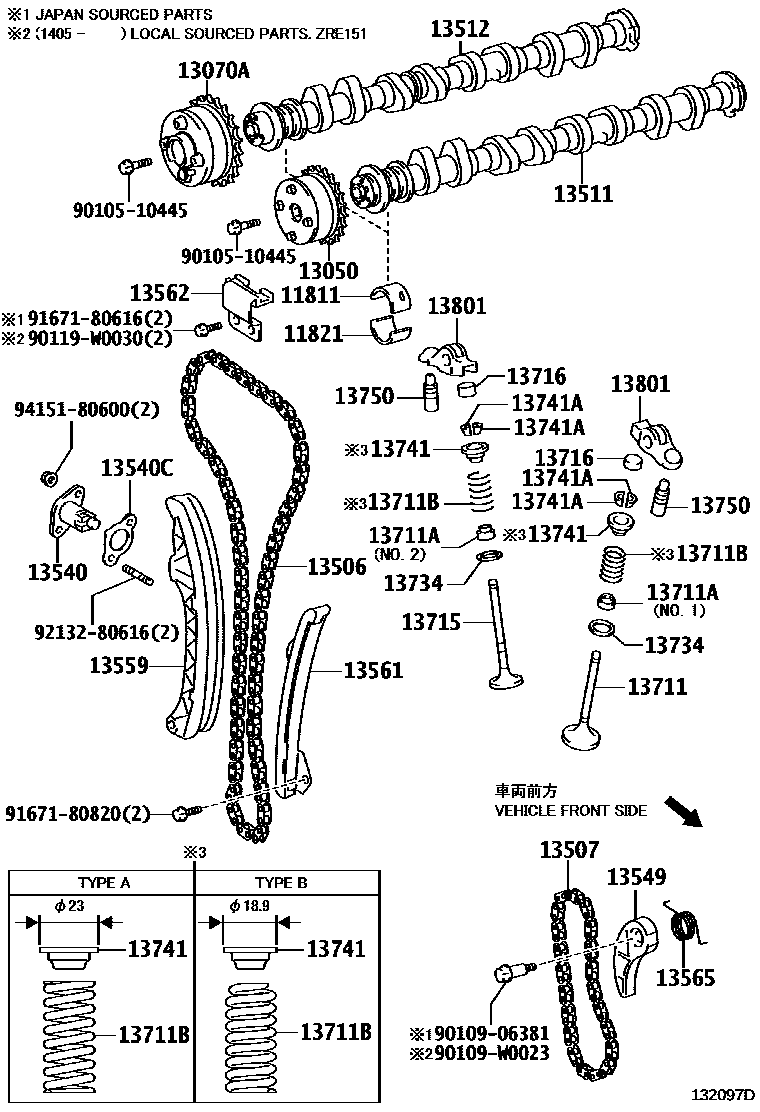 Toyota COROLLA Camshaft & Valve EPC diagram — 132097D