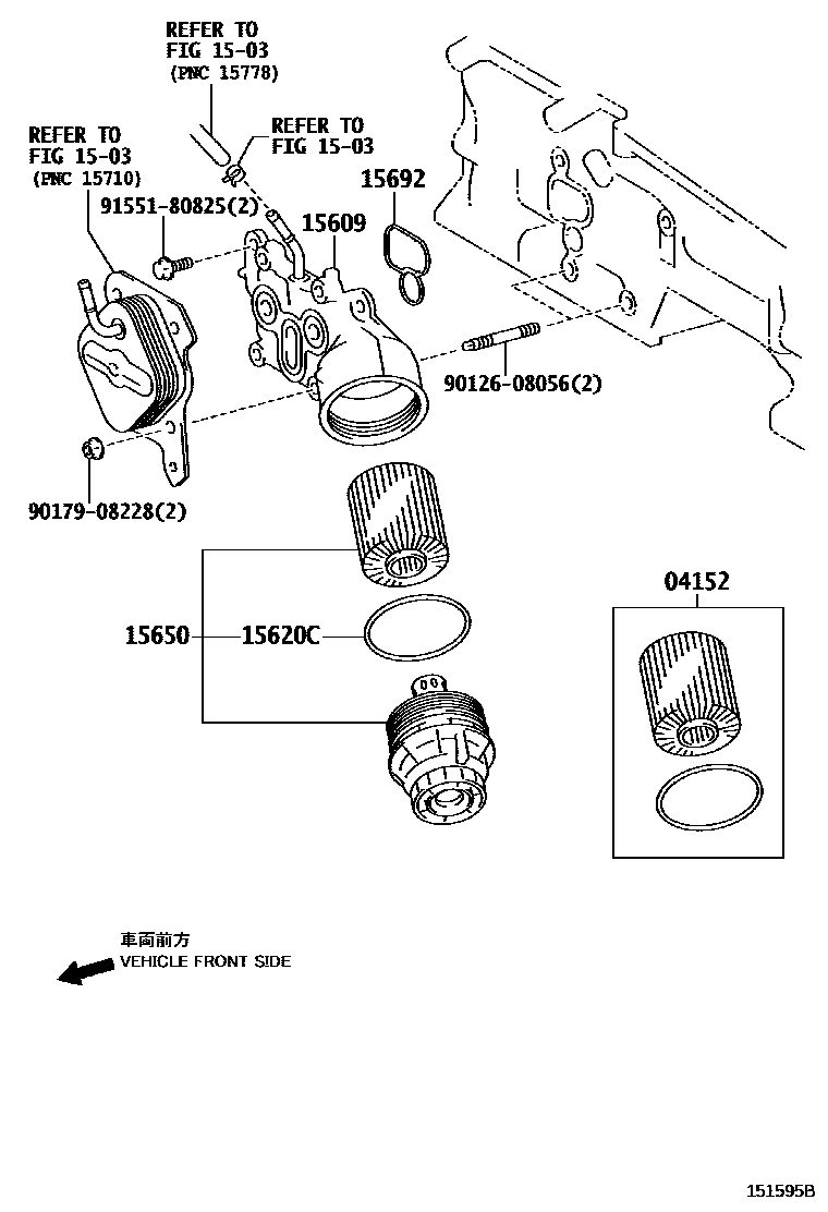 Toyota COROLLA Oil Filter EPC diagram — 151595B