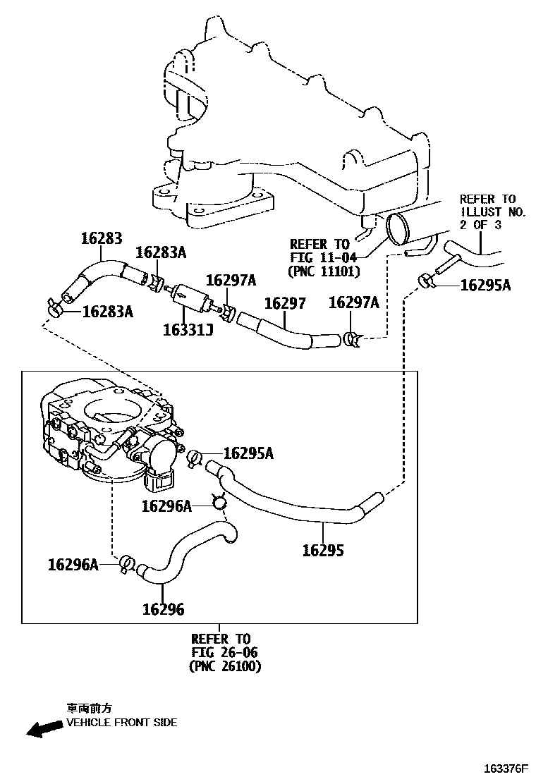 Toyota COROLLA RADIATOR & WATER OUTLET EPC diagram — 163376F