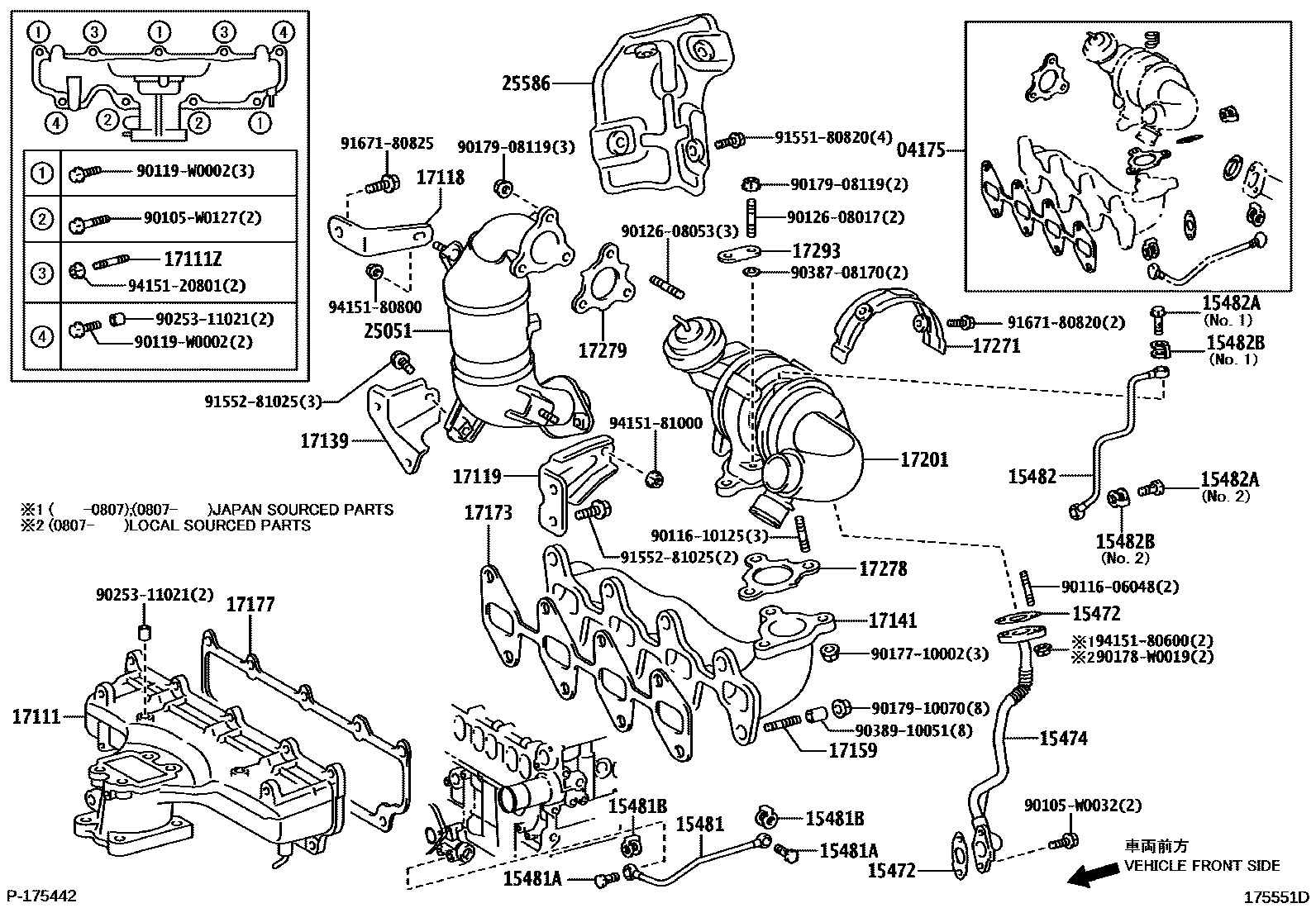 Toyota COROLLA Manifold EPC diagram — 175551D