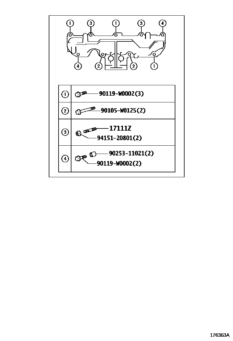 Toyota COROLLA Manifold EPC diagram — 176363A