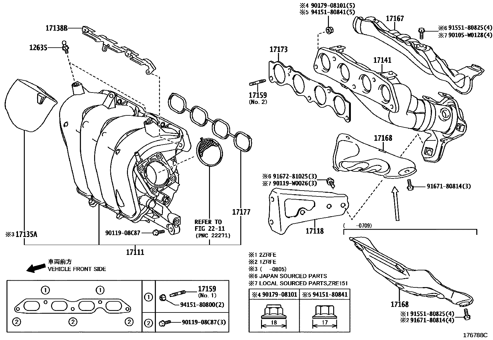 Toyota COROLLA Manifold EPC diagram — 176788C