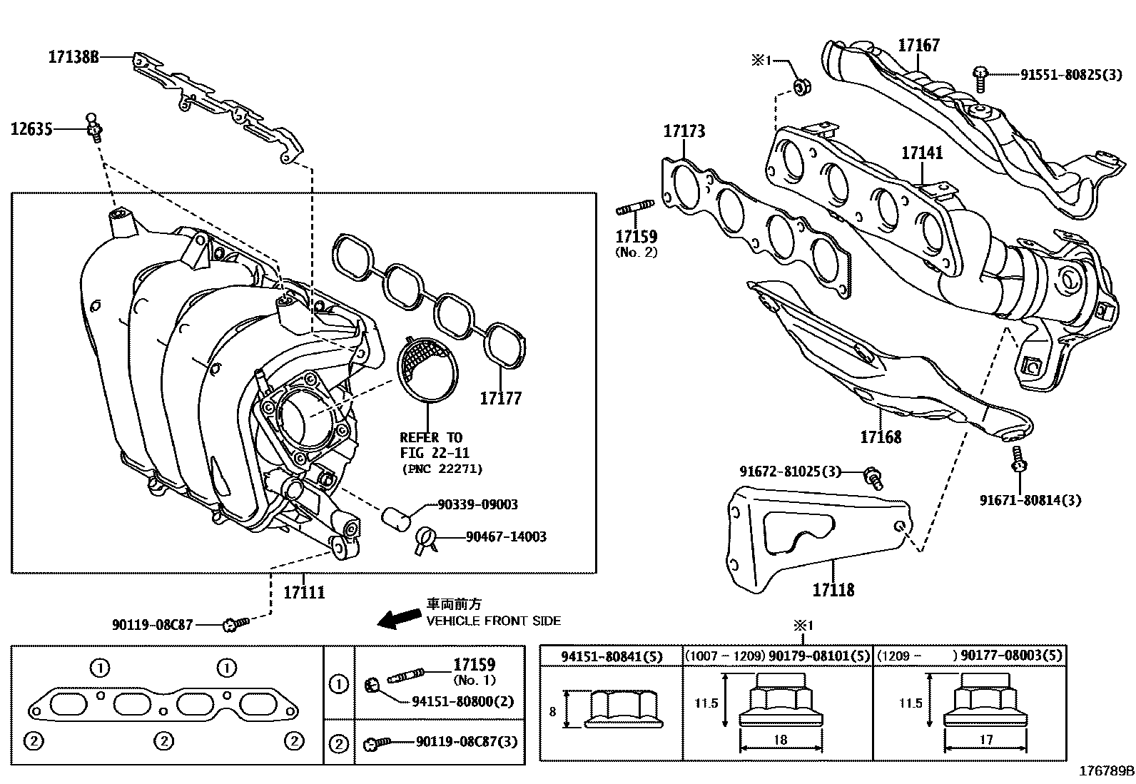 Toyota COROLLA Manifold EPC diagram — 176789B