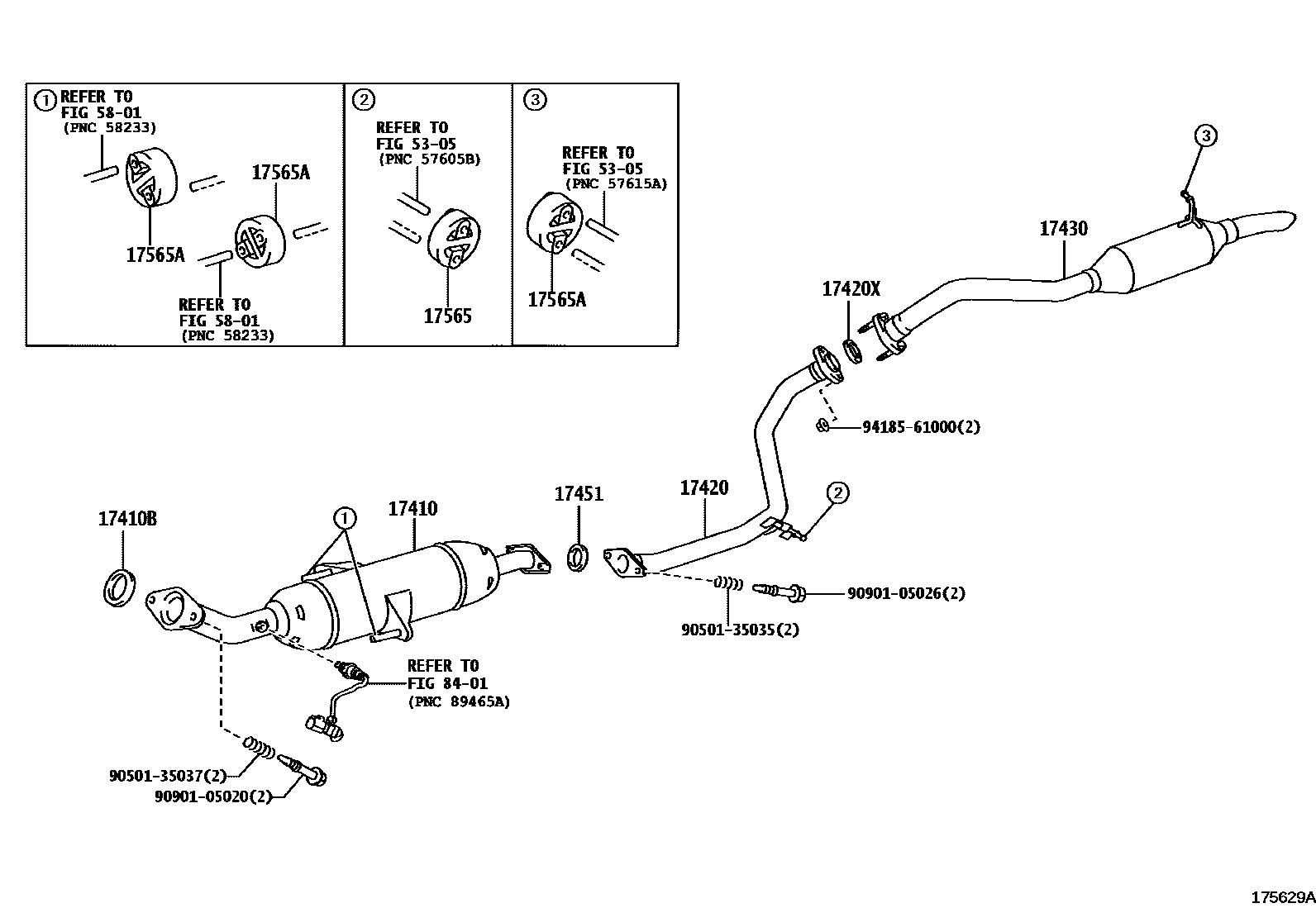 Toyota COROLLA Exhaust Pipe EPC diagram — 175629A