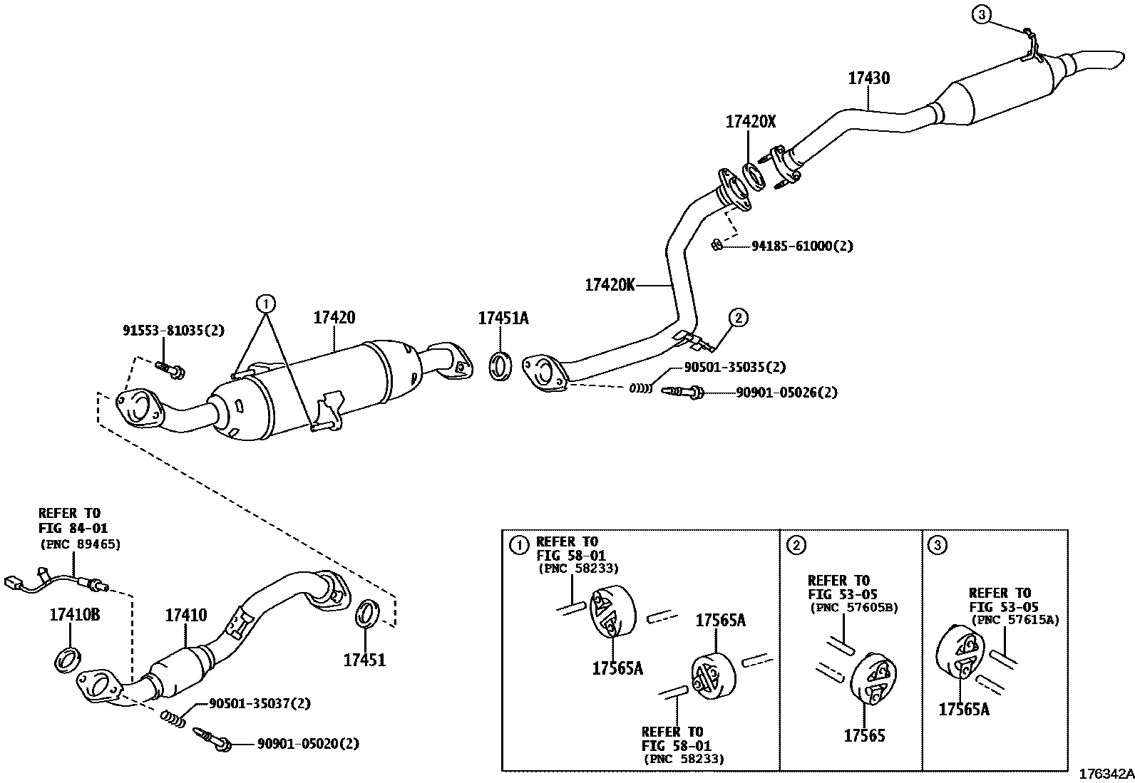 Toyota COROLLA Exhaust Pipe EPC diagram — 176342A