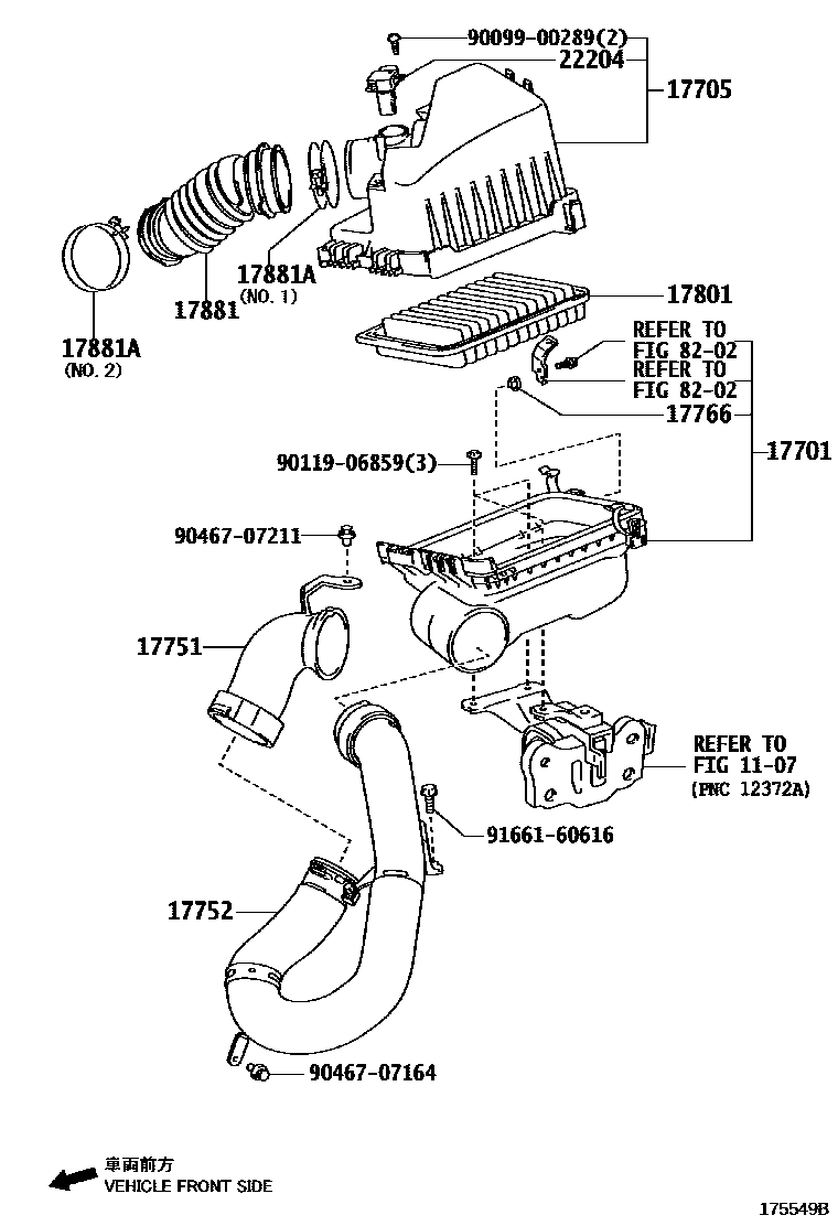 Toyota COROLLA Air Cleaner EPC diagram — 175549B