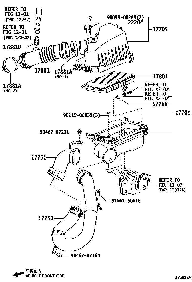 Toyota COROLLA Air Cleaner EPC diagram — 175813A