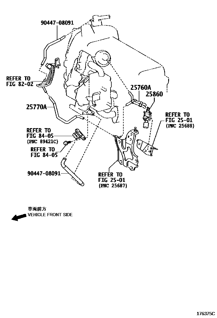 Toyota COROLLA vacuum tube EPC diagram — 176375C