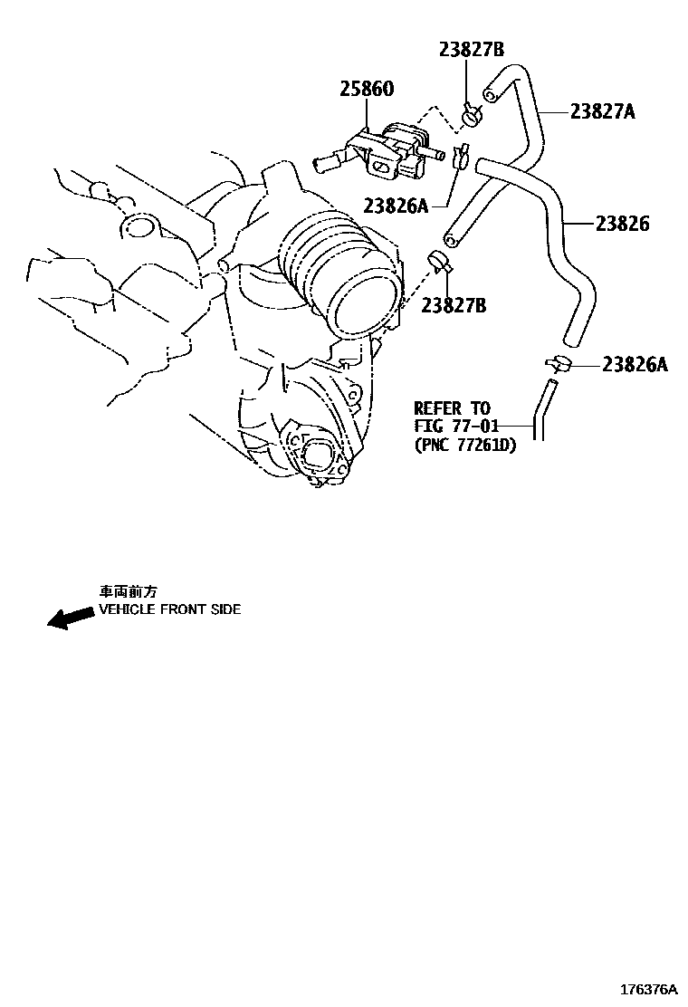Toyota COROLLA vacuum tube EPC diagram — 176376A