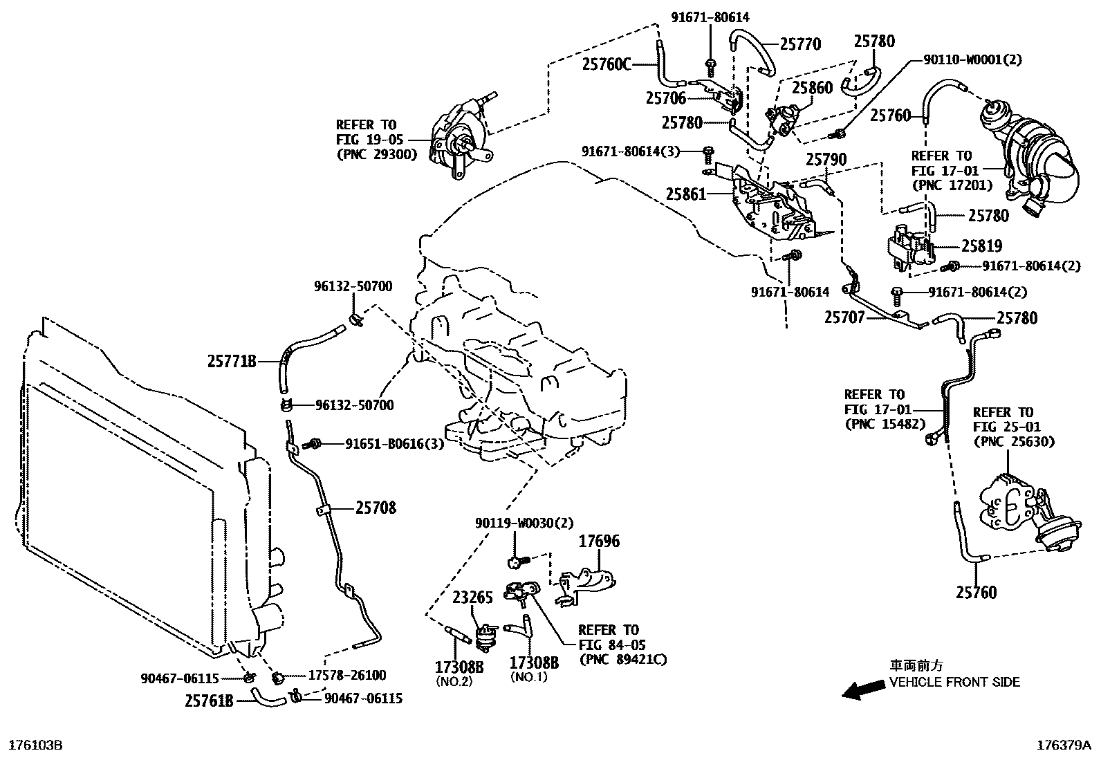 Toyota COROLLA vacuum tube EPC diagram — 176379A