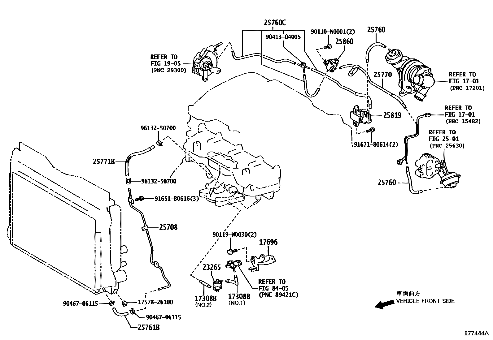 Toyota COROLLA vacuum tube EPC diagram — 177444A