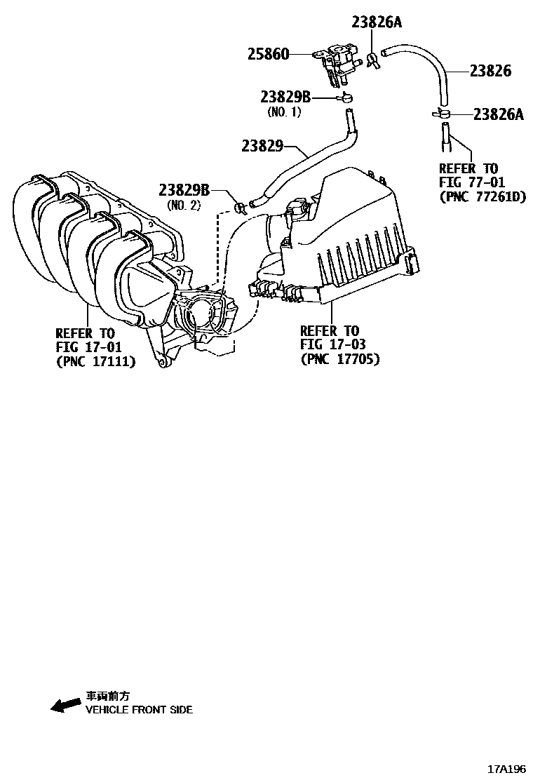 Toyota COROLLA vacuum tube EPC diagram — 17A196