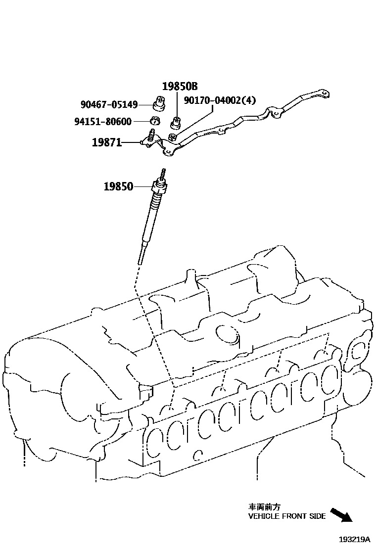 Toyota COROLLA 点火线圈和火花塞 /电热塞 EPC diagram — 193219A