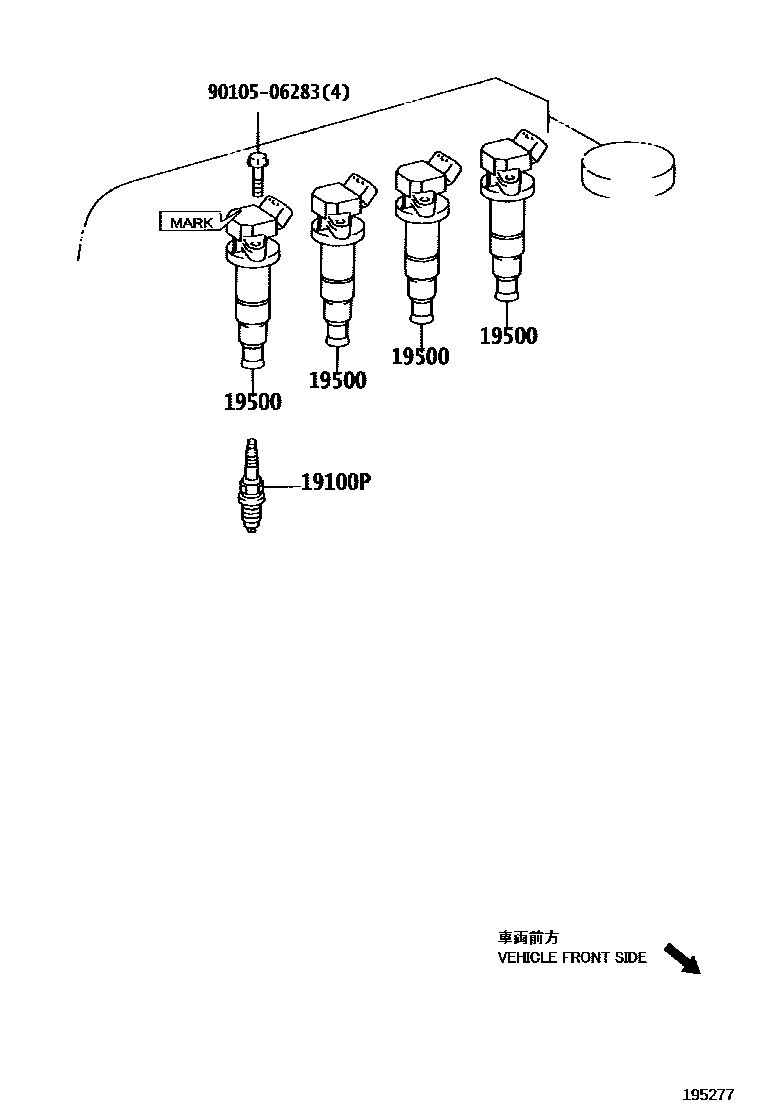 Toyota COROLLA 点火线圈和火花塞 /电热塞 EPC diagram — 195277