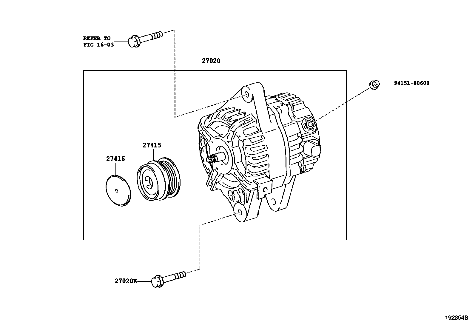 Toyota COROLLA Alternator EPC diagram — 192854B