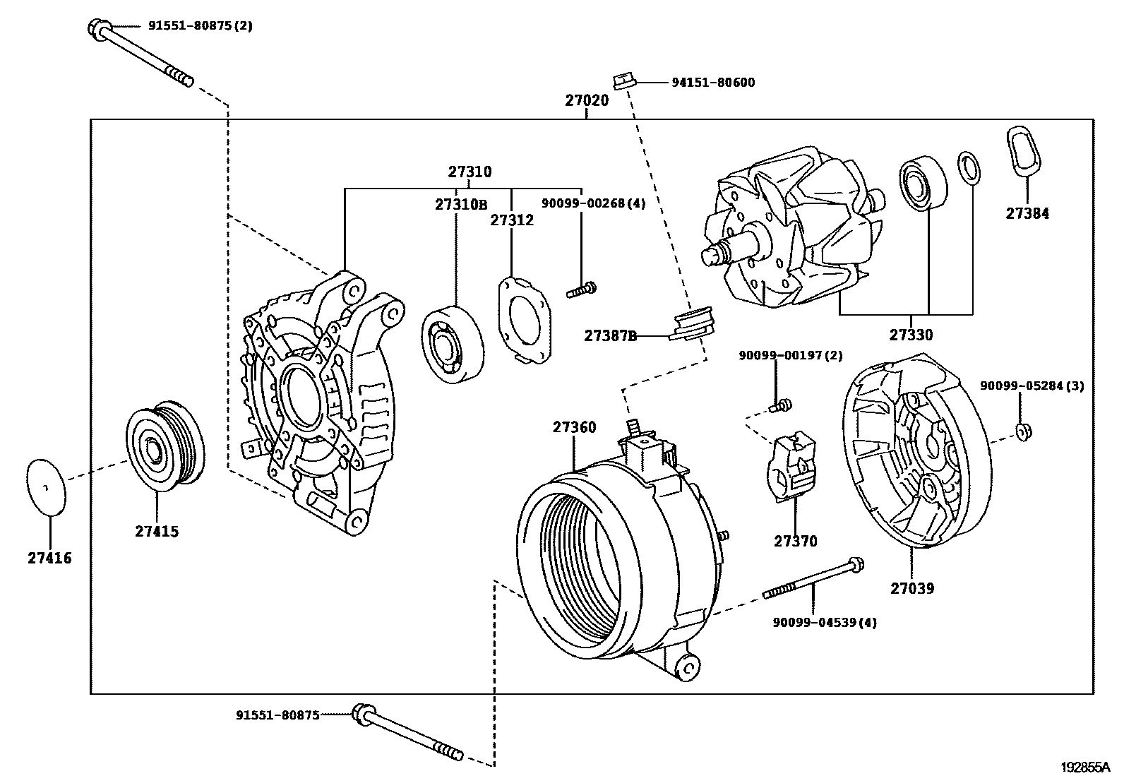 Toyota COROLLA Alternator EPC diagram — 192855A
