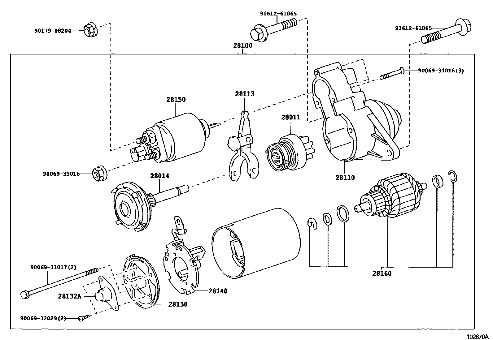 Toyota COROLLA 起动机 EPC diagram — 192870A