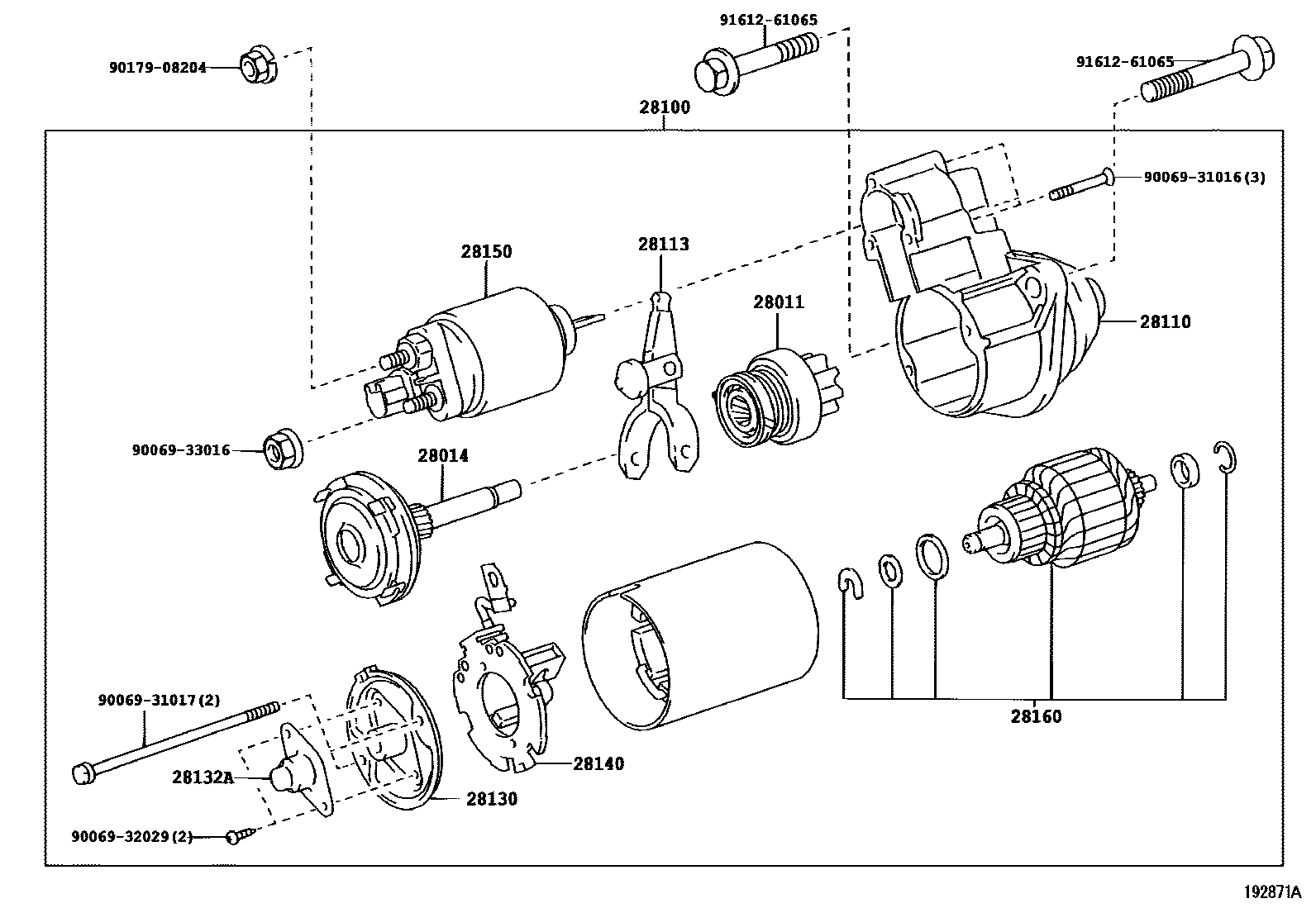 Toyota COROLLA 起动机 EPC diagram — 192871A