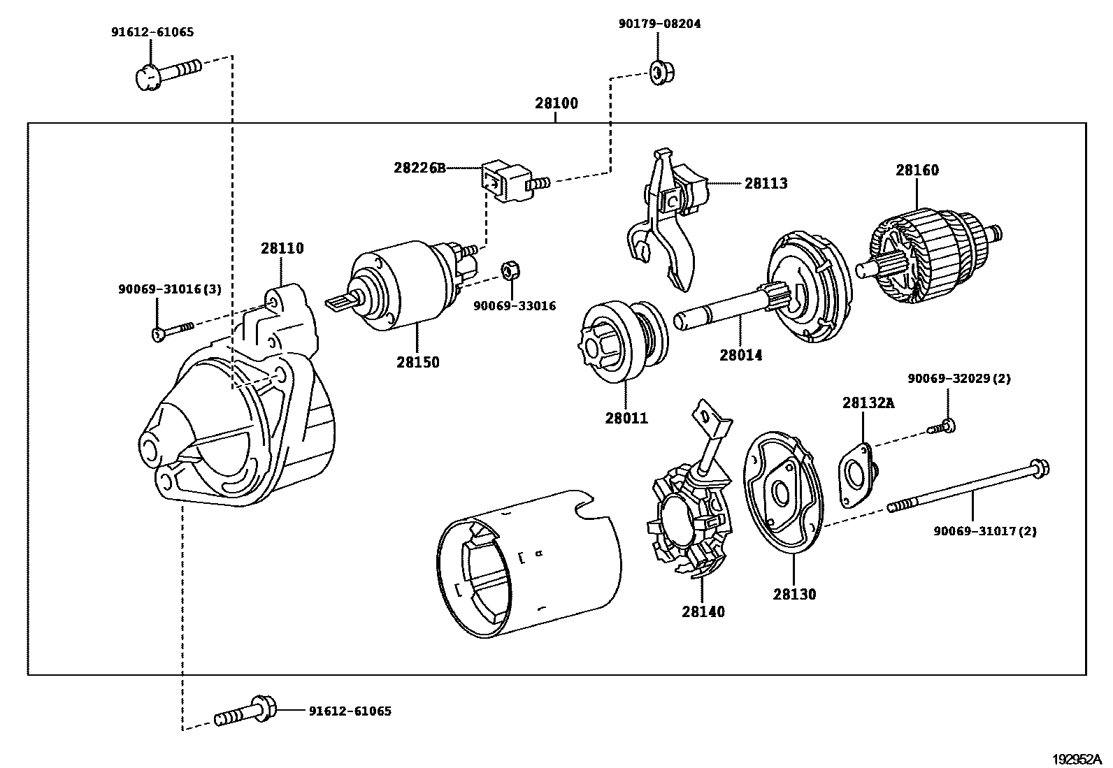 Toyota COROLLA 起动机 EPC diagram — 192952A