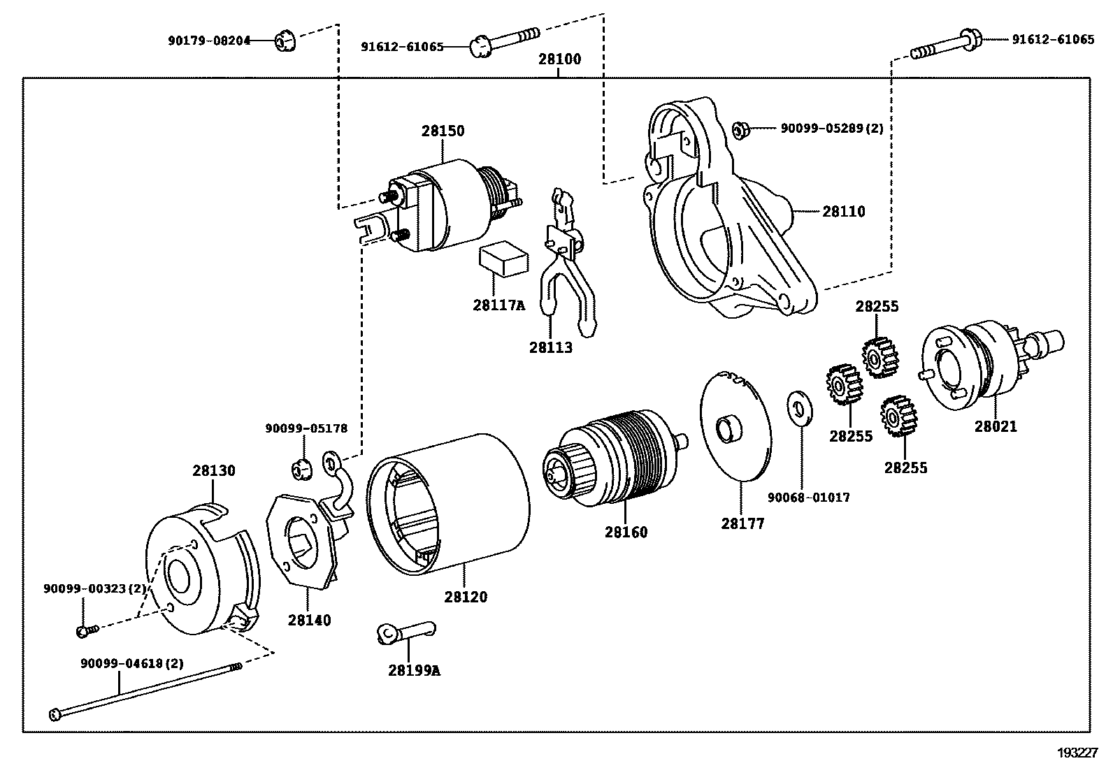 Toyota COROLLA 起动机 EPC diagram — 193227