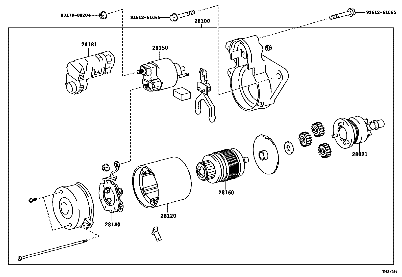 Toyota COROLLA 起动机 EPC diagram — 193756