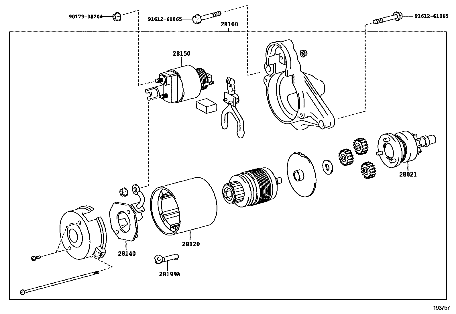 Toyota COROLLA 起动机 EPC diagram — 193757